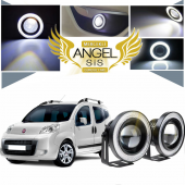 Fiat Fiorino Uyumlu, Universal Mercekli Led Angel Sis Farı, 76mm Beyaz Renk - 1