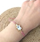 Bileklik Kaplumbağa Nazarlı Kötü Göz Kovucu Ayarlanabilir İp Şans Bileklik Bijuteri Takı Halhal thumbnail 2