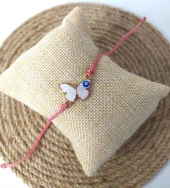 Bileklik Kelebek Nazarlı Kötü Göz Kovucu Ayarlanabilir İp Şans Bileklik Bijuteri Takı Halhal - 1