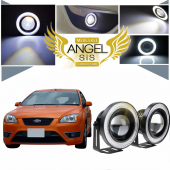 Ford Focus 2 Uyumlu, Universal Mercekli Led Angel Sis Farı, 76mm Beyaz Renk - 1
