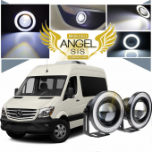Mercedes - Benz Sprinter Uyumlu, Universal Mercekli Led Angel Sis Farı, 76mm Beyaz Renk - 1