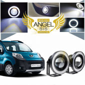 Peugeot Bipper Uyumlu, Universal Mercekli Led Angel Sis Farı, 76mm Beyaz Renk - 1