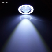 Renault Clio 4 Uyumlu, Universal Mercekli Led Angel Sis Farı, 76mm Beyaz Renk - 5