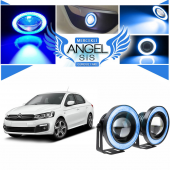 Citroen C Elysee Uyumlu, Universal Mercekli Led Angel Sis Farı, 76mm Buz Mavi Renk - 1