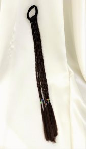 6LI ÖRGÜ KAHVERENGİ SAÇ , HAVLU LASTİK TOKALI 44 CM -SAÇAKSESUARI2 - 2