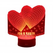 İkili Kalp Desenli Gece Led Lamba Beyaz - 1