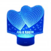 İkili Kalp Desenli Gece Led Lamba Beyaz - 3