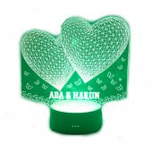 İkili Kalp Desenli Gece Led Lamba Beyaz - 4