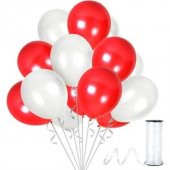 Benim Marifetlerim  Metalik Kırmızı Beyaz Balon 12 inch 10 Adet - 1