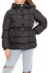 Beli Lastikli Şişme Mont Siyah - 6351.179. Beden 44 - 1