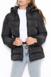 Beli Lastikli Şişme Mont Siyah - 6351.179. Beden 44 - 4