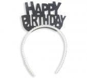 Benim Marifetlerim Evadan Simli Taşlı Siyah Happy Brithday Taç - 1