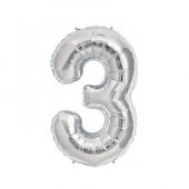 Benim Marifetlerim 3 Rakamı Gümüş Folyo Balon 16 inch 40 cm - 1