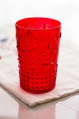 Akrilik Kırmızı Tekli Kısa Bardak & Su Meşrubat Kahve Yanı Bardağı 400 ml ( Cam Değildir ) - 1