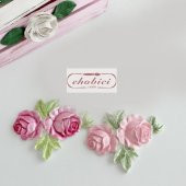Yapraklı İki Güllü Çiçek 2 li Set 11x8,5cm - 2