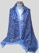 Mavi Renk Leopar Desenli Şal - 1