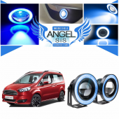 Ford Tourneo Courier Uyumlu, Universal Mercekli Led Angel Sis Farı, 76mm Buz Mavi Renk - 1