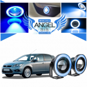 Ford Focus 2,5 Uyumlu, Universal Mercekli Led Angel Sis Farı, 76mm Buz Mavi Renk - 1