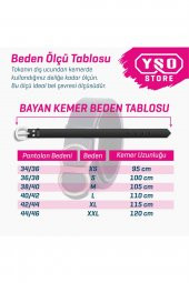 Kadın Deri Kaplama Tokalı Kemer Kabartma Desenli Bayan Kemer - 3