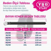 PRS Kadın Kemer Hakiki Deri 3,8 cm Bayan Kemer Keten Kanvas Kot Arp Model - 2