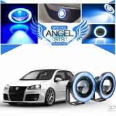 Volkswagen Golf 5 Uyumlu, Universal Mercekli Led Angel Sis Farı, 76mm Buz Mavi Renk - 1