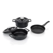 Schafer Retro Cast Mini Döküm Tencere Seti 5 Parça-Siyah - 3