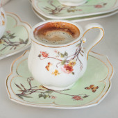 Porsima ZJN-001/1 Flower Altın Yaldızlı 6 Kişilik Türk Kahvesi Fincan Takımı Yeşil - 3