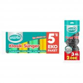 SMARTER KLASİK BULAŞIK SÜNGERİ 5 Li+OVMA TELİ 3 LÜ - 1