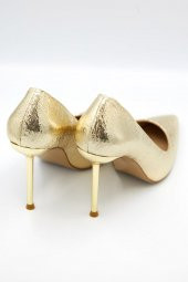 Kadın Parlak Saten Gold Topuk Detaylı Stiletto - 4