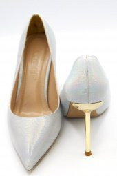 Kadın Parlak Saten Gold Topuk Detaylı Stiletto - 11