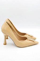 Kadın Desenli Rugan Gold Detaylı Stiletto - 9