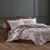 Clasy Pamuk Saten Çift Kişilik Nevresim Takımı Mass v1 Kahve thumbnail 2