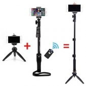 Tripod Bluetooth Kumandalı Kablosuz Selfie Çubuğu Monopod - 3