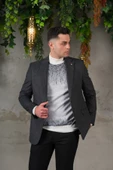 SİR YÜNLÜ MONO YAKA KAŞMİR ÇİFT YIRTMAÇ 6 DROP KIŞLIK ERKEK TEK CEKET SR67502 - 11