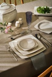 Emsan Fine Bone Dantel Yemek Takımı 60 Parça Kare - 1