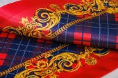 Finezza Belize Baskılı Saten Kumaş Kırmızıya siyah Runner&Kırlent Set 3 Prç-1378 - 6