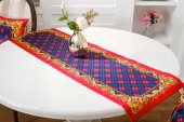 Finezza Belize Baskılı Saten Kumaş Kırmızıya siyah Runner&Kırlent Set 3 Prç-1378 - 3