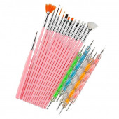 Ecoform 20 Parça Nail Art Tırnak Süsleme Desen Fırça ve Dot Kalem Seti - 1
