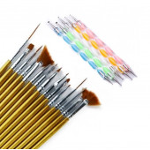 Ecoform 20 Parça Nail Art Tırnak Süsleme Desen Fırça ve Dot Kalem Seti - 5