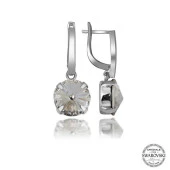 Swarovski Crystal Taşlı Gümüş Beyaz Sallantılı Kadın Küpe - 2