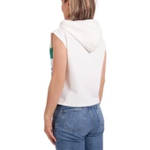 Anemoss Dalga Kolsuz Kapişonlu Beyaz Kadın Sweatshirt - 6