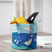 Saklama Çantası,Çocuk Odası Mavi Renk-Deniz Temalı MeridyenDukkan Düzenleme Sepeti Oyuncak Torbası IKEA 42 Cm - 8