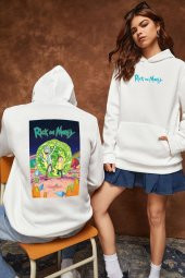 Unisex Rick and Morty Baskılı  Kapüşonlu Sweatshirt - 1