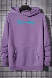 Unisex Rick and Morty Baskılı  Kapüşonlu Sweatshirt - 2