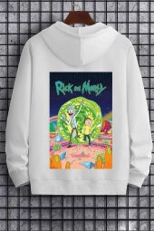 Unisex Rick and Morty Baskılı  Kapüşonlu Sweatshirt - 2