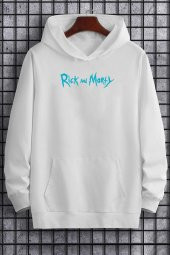 Unisex Rick and Morty Baskılı  Kapüşonlu Sweatshirt - 3