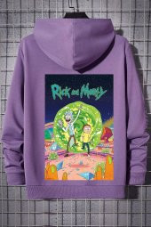 Unisex Rick and Morty Baskılı  Kapüşonlu Sweatshirt - 1