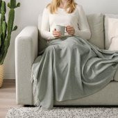 Tv Battaniye,Koltuk Örtü MeridyenDukkan Püsküllü Örtü IKEA Gri-Yeşil Renk 120x160 cm - 3