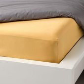 Tek Kişilik Lastikli Çarşaf MeridyenDukkan Sarı Renk 90x200 cm IKEA Parlak Saten Dokuma - 5