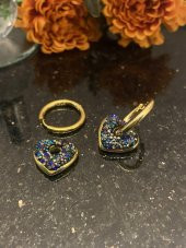 Aksesuar Çarşısı  Renkli Zirkon Taş Halka Küpe thumbnail 2